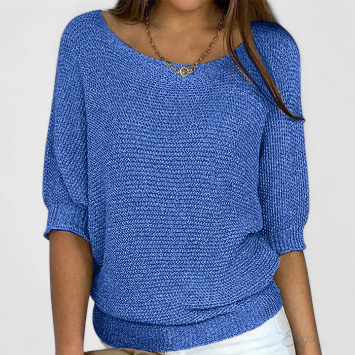 Pull à manches chauve-souris col rond ample femme 2