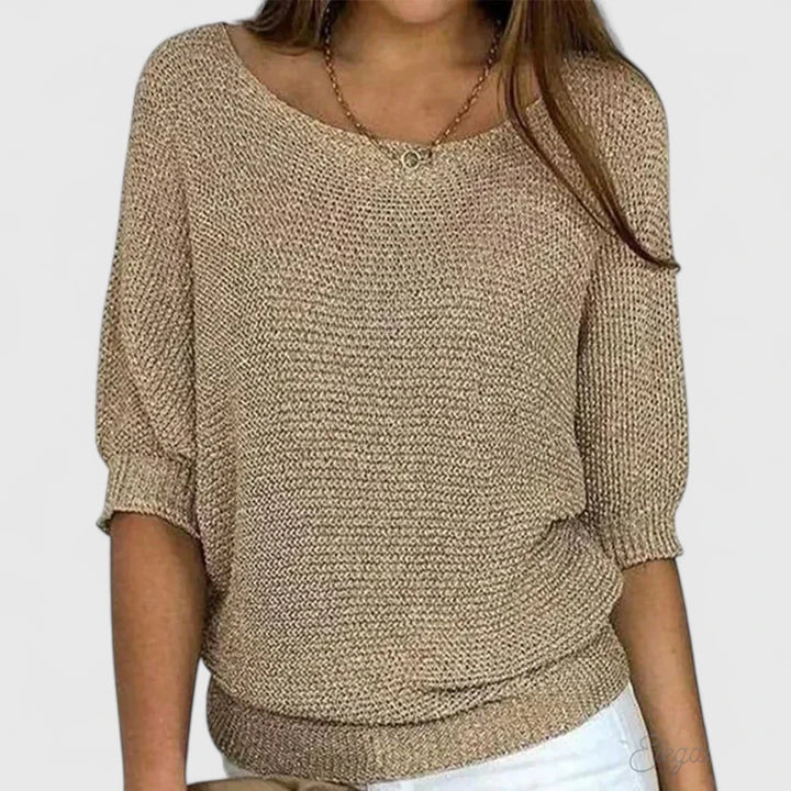 Pull à manches chauve-souris col rond ample femme 4