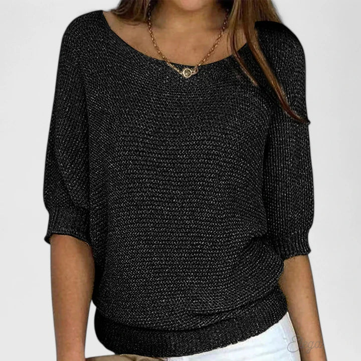 Pull à manches chauve-souris col rond ample femme 5