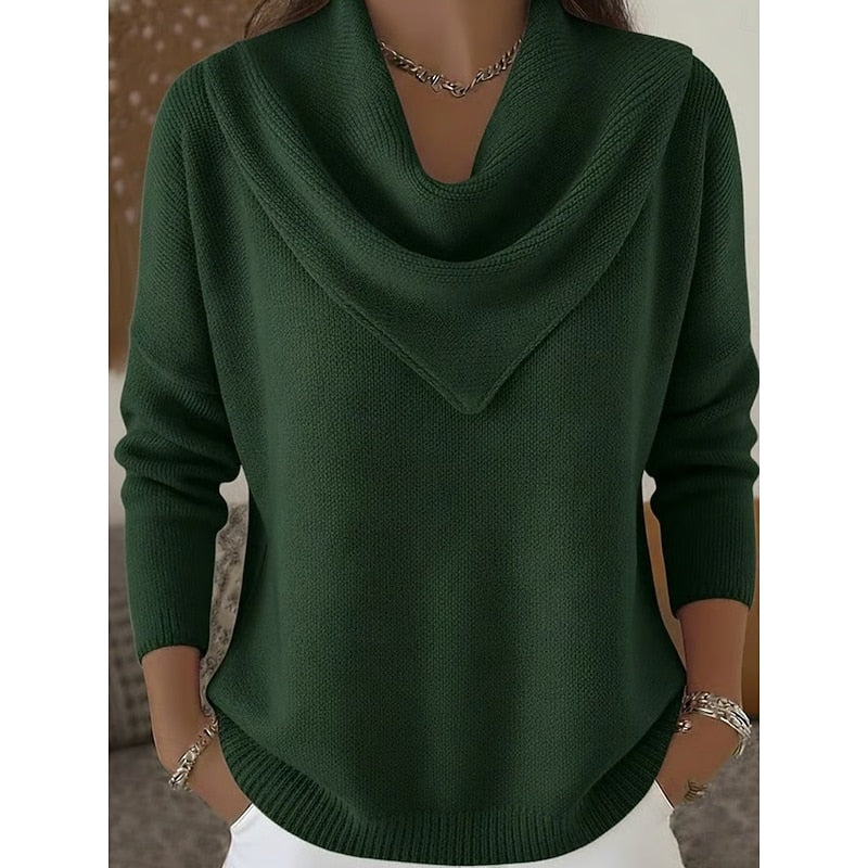 Pull col bénitier drapé en maille femme 10