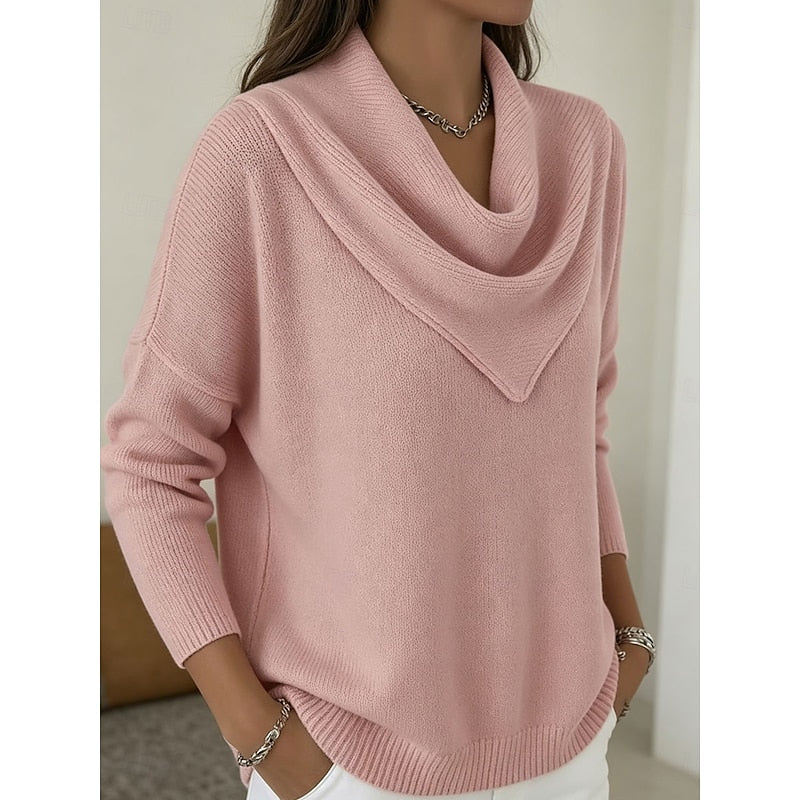 Pull col bénitier drapé en maille femme 2