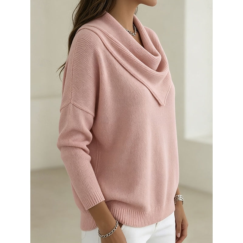 Pull col bénitier drapé en maille femme 3