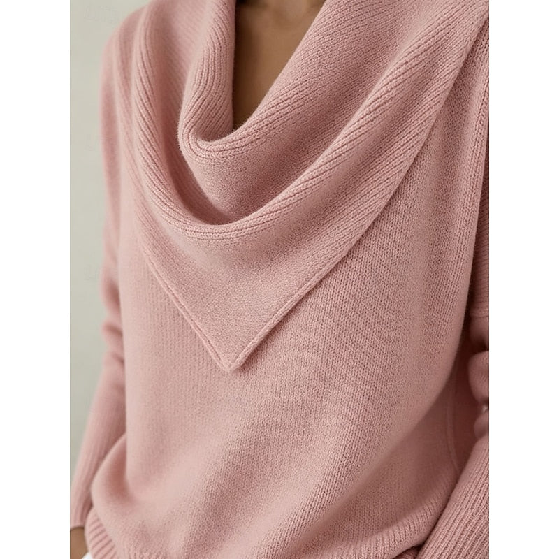 Pull col bénitier drapé en maille femme 4