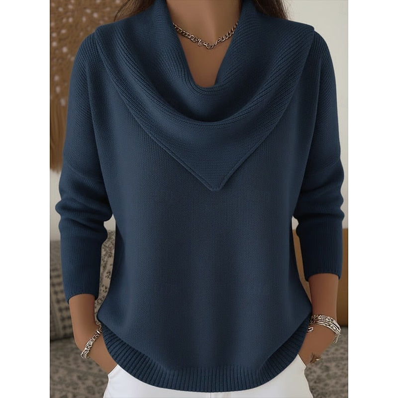 Pull col bénitier drapé en maille femme 6