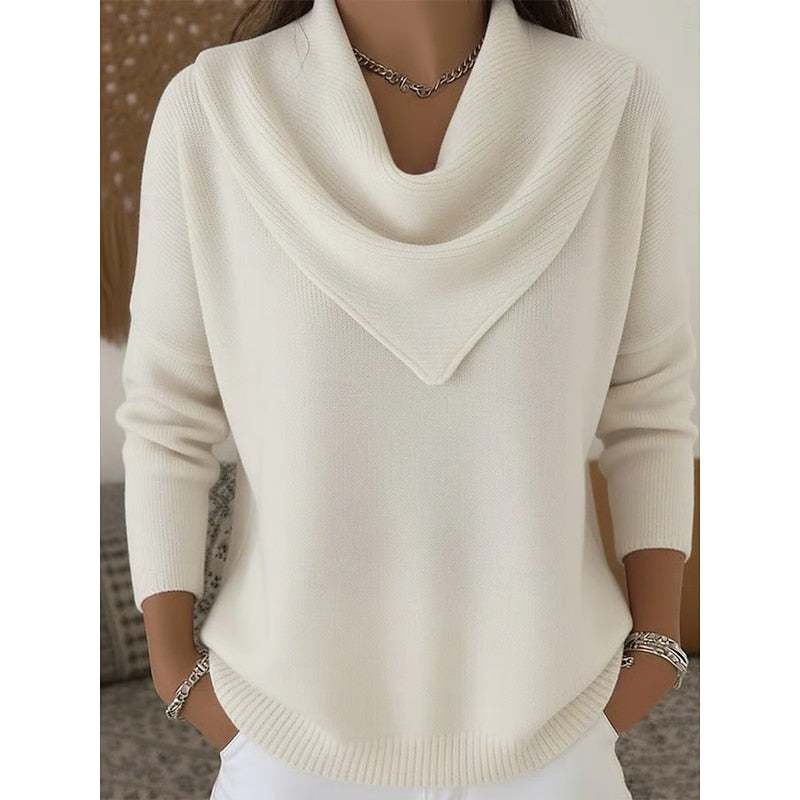 Pull col bénitier drapé en maille femme 8
