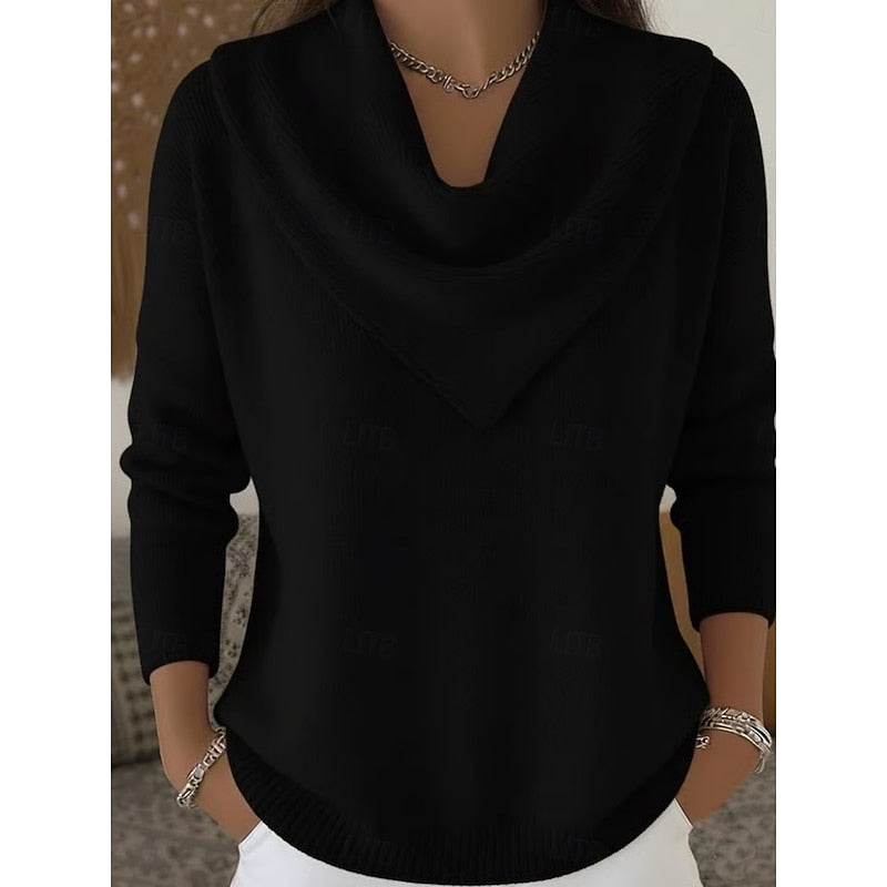 Pull col bénitier drapé en maille femme 9