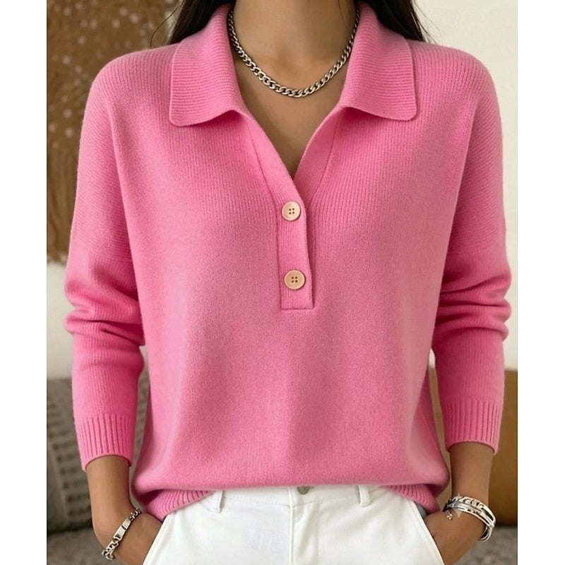 Pull col polo boutonné en maille femme 2
