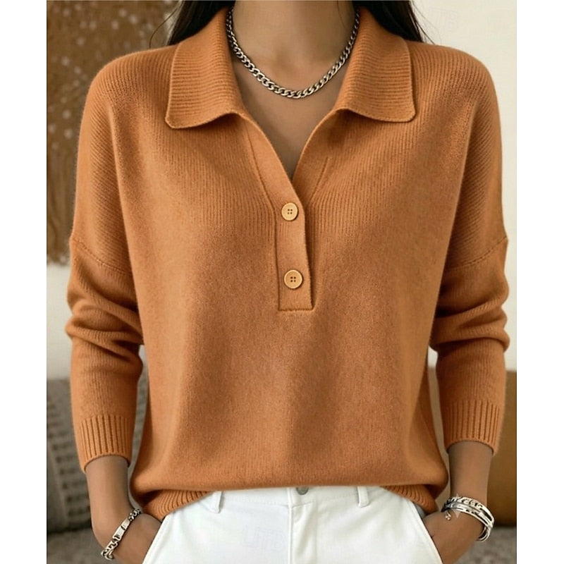 Pull col polo boutonné en maille femme 4