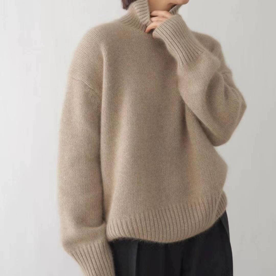 Pull col roulé femme en laine coupe oversize 1