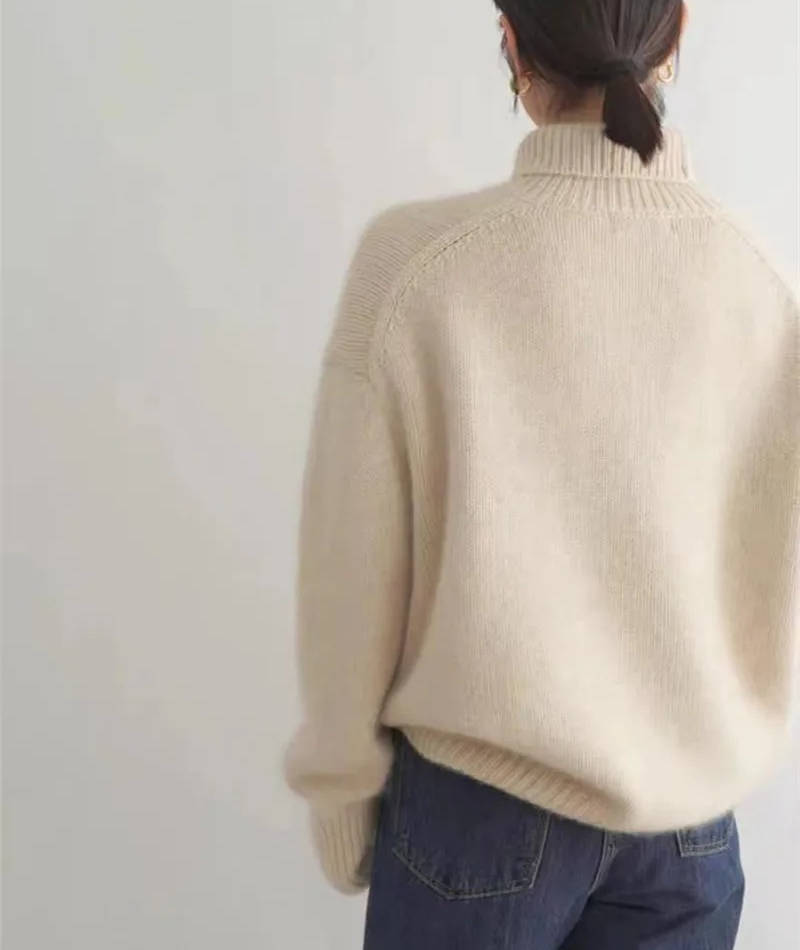 Pull col roulé femme en laine coupe oversize 8