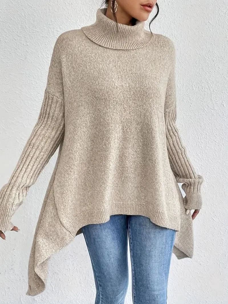 Pull col roulé femme oversize en laine à manches longues 6