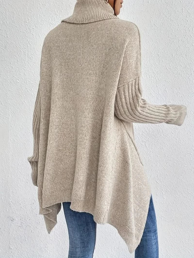 Pull col roulé femme oversize en laine à manches longues 8