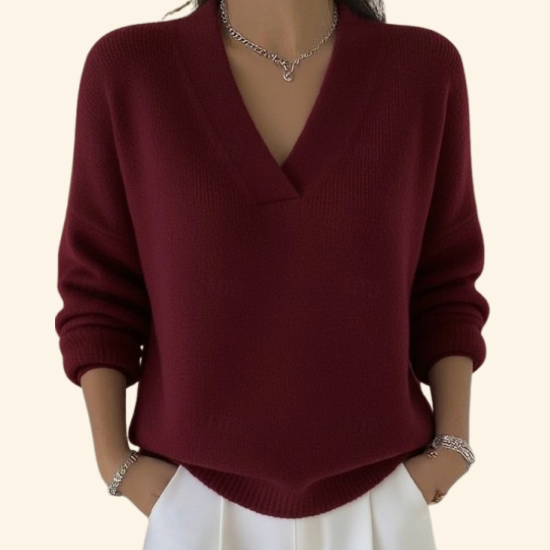 Pull col V femme doux à coupe épurée 1