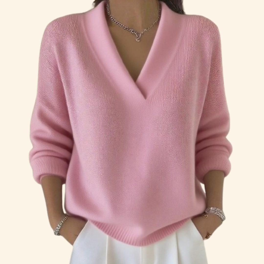 Pull col V femme doux à coupe épurée 2