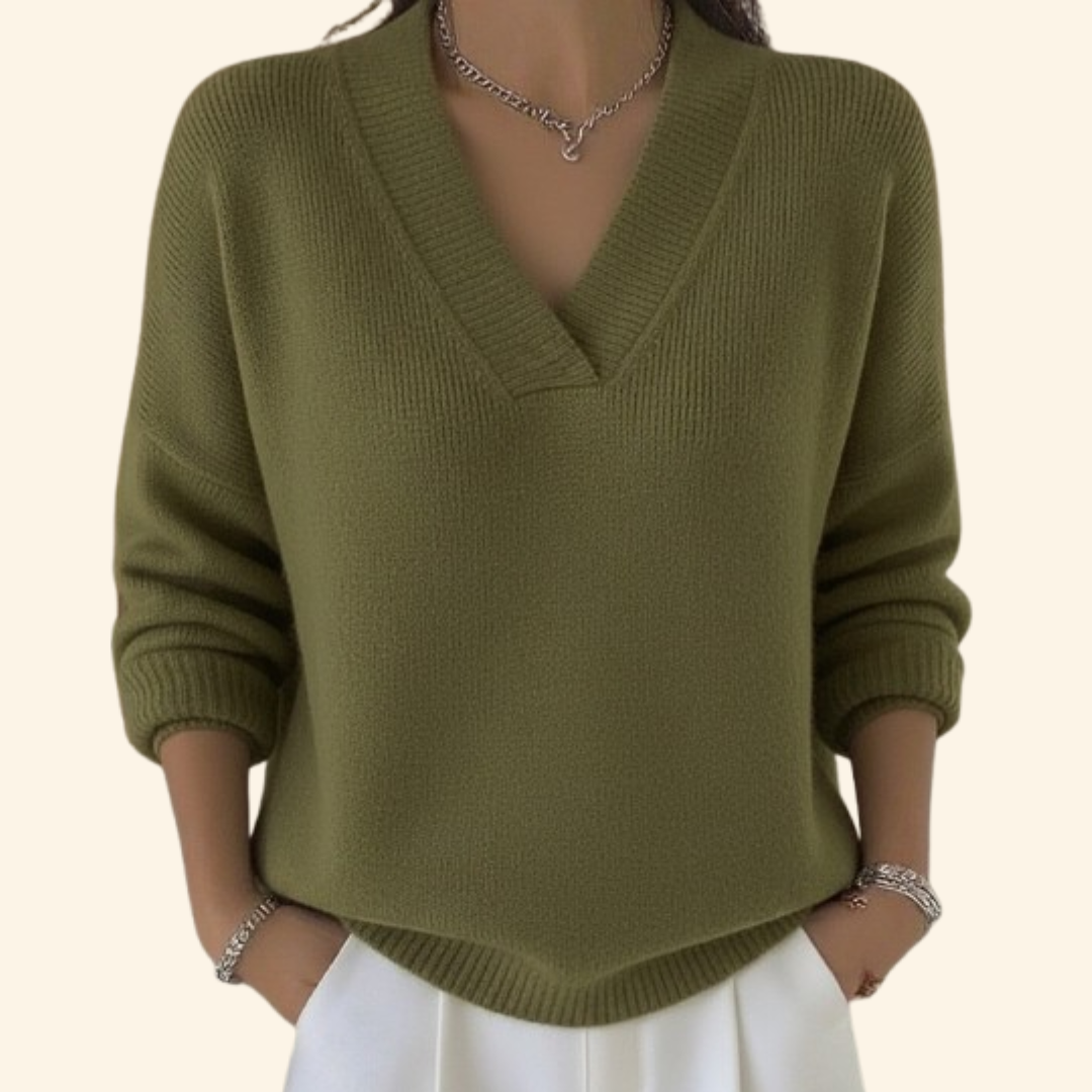 Pull col V femme doux à coupe épurée 3