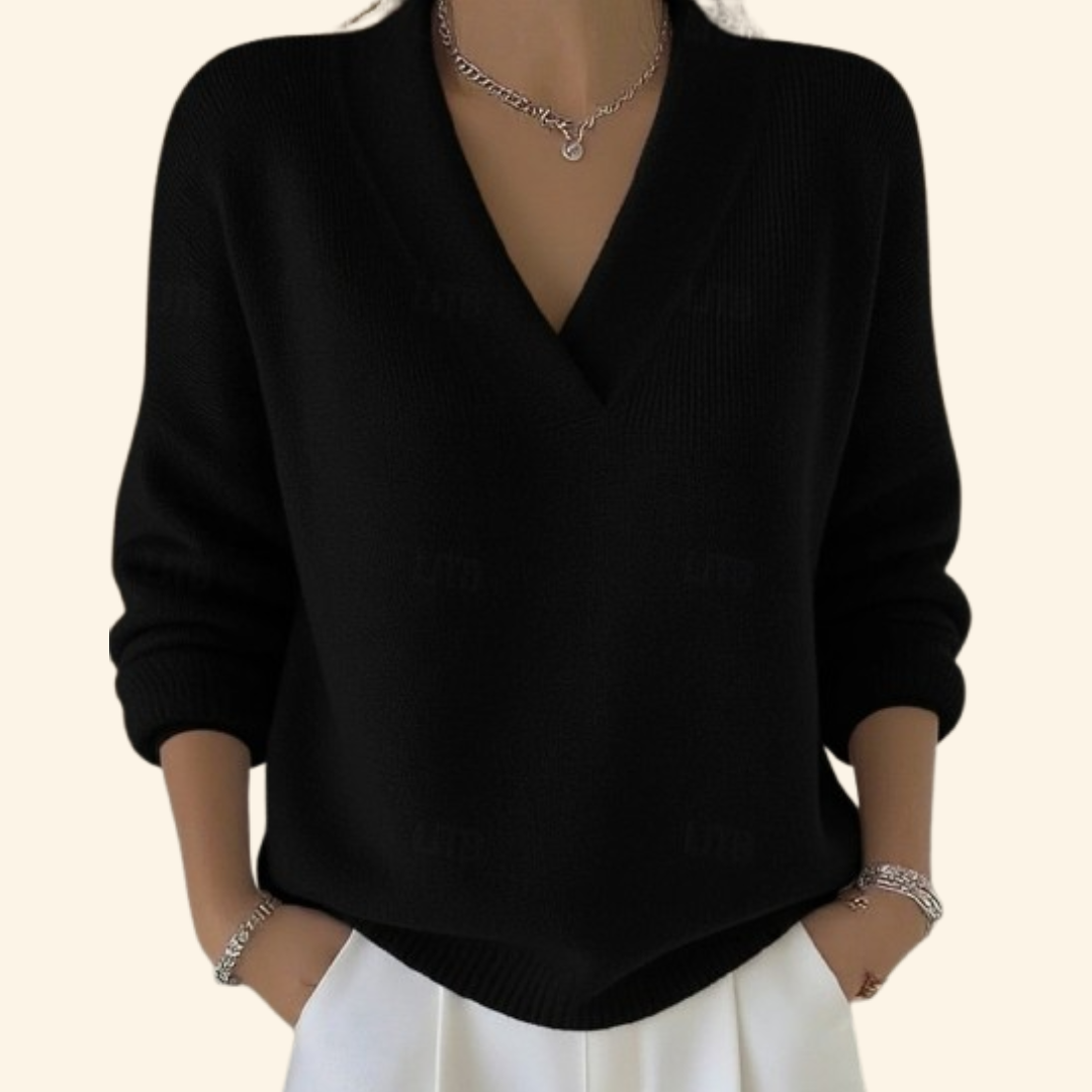 Pull col V femme doux à coupe épurée 4