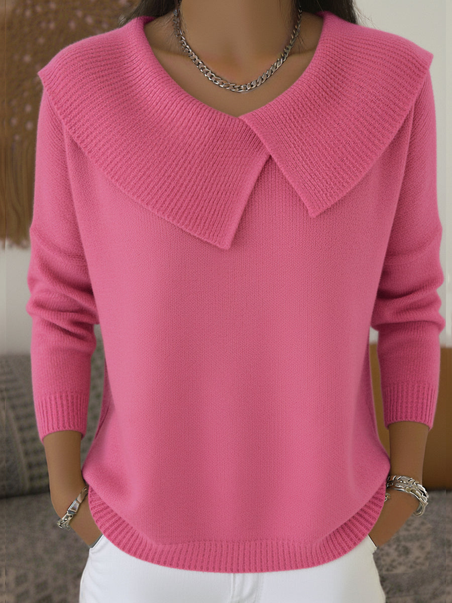 Pull en laine femme à col à revers et motif festif 2