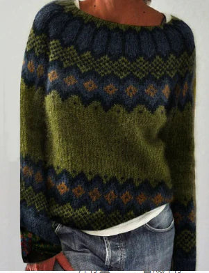 Pull en maille femme col rond à motif jacquard coloré 5