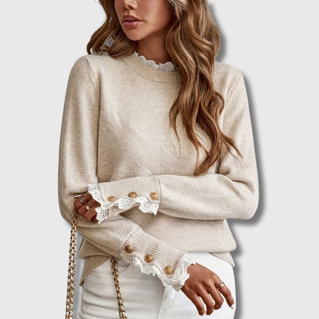 Pull femme à manches longues et détails en dentelle 4