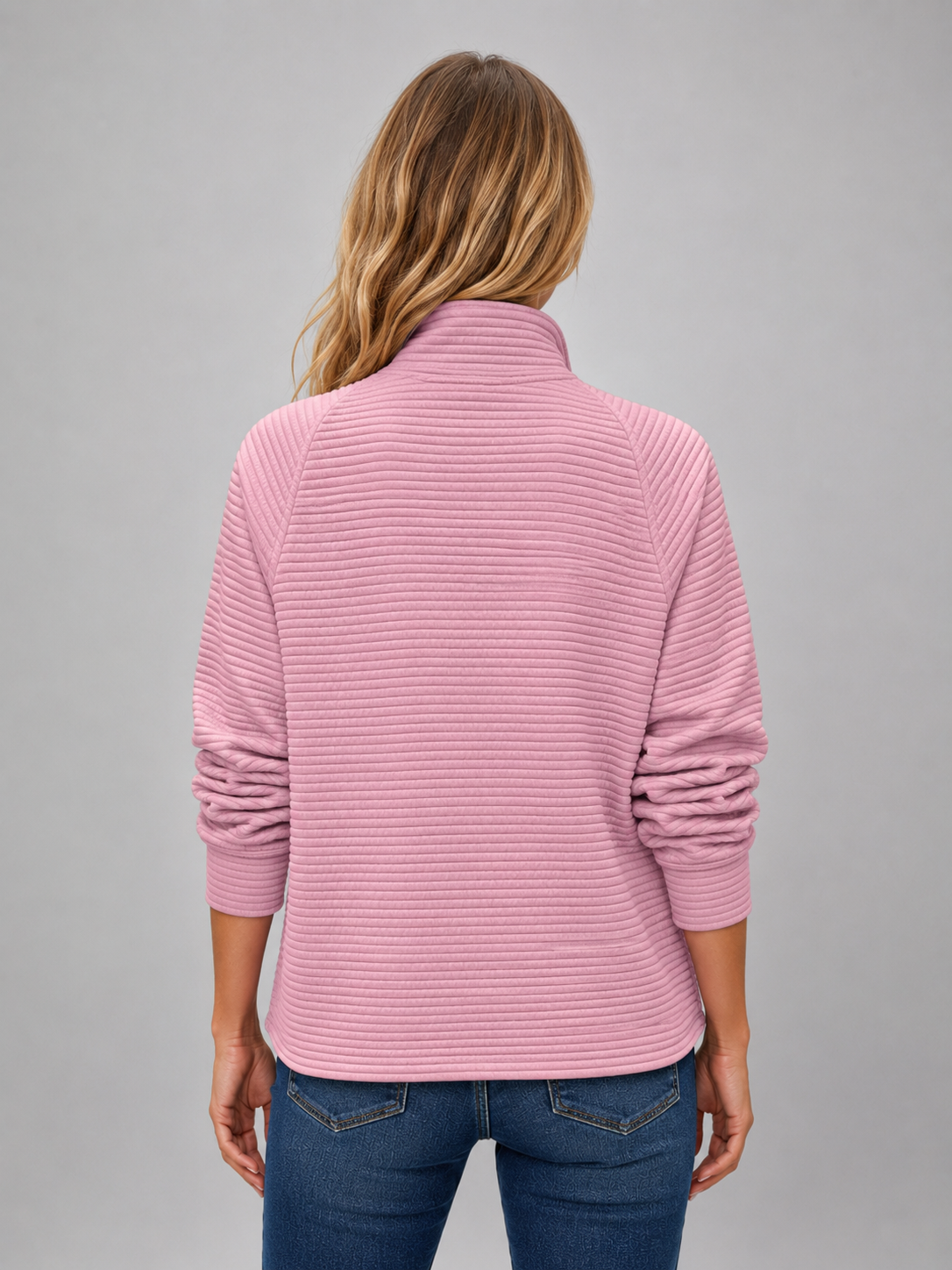 Pull femme demi-zip en maille côtelée à col montant 6
