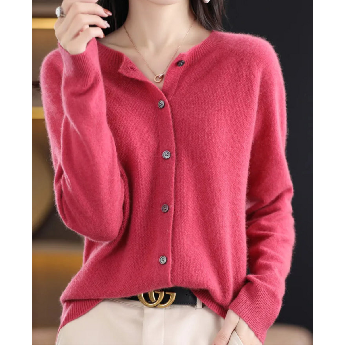 Pull femme en laine mérinos doux et chaud à fermeture boutonnée 1