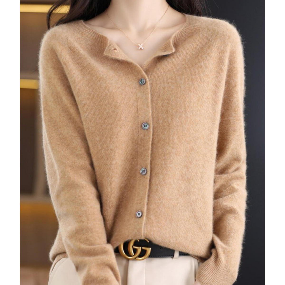 Pull femme en laine mérinos doux et chaud à fermeture boutonnée 11