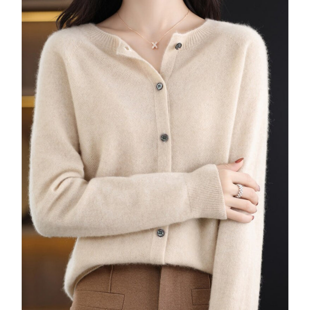 Pull femme en laine mérinos doux et chaud à fermeture boutonnée 15