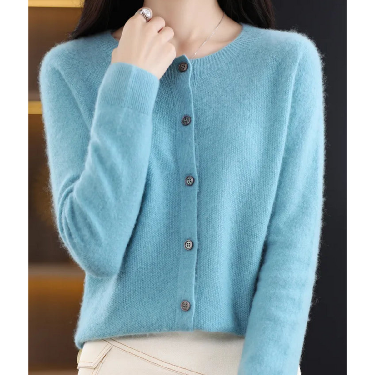 Pull femme en laine mérinos doux et chaud à fermeture boutonnée 4