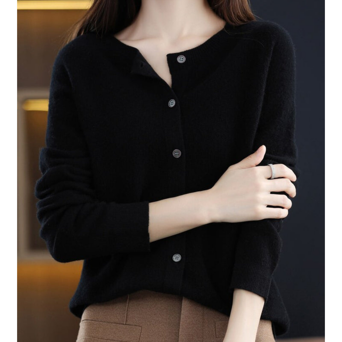 Pull femme en laine mérinos doux et chaud à fermeture boutonnée 6