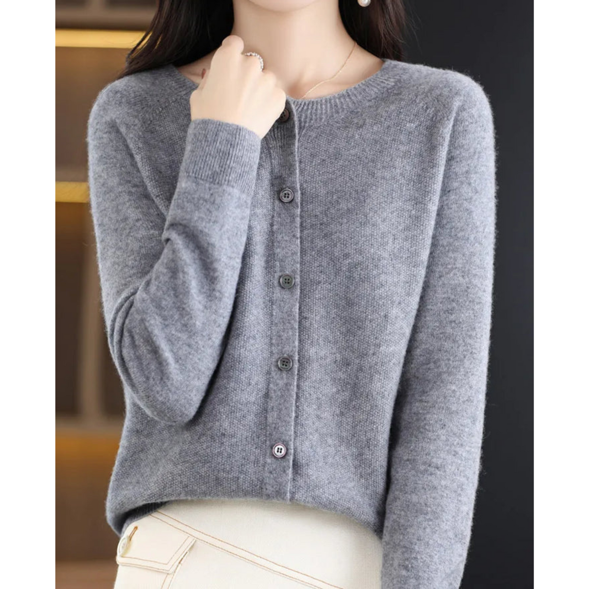 Pull femme en laine mérinos doux et chaud à fermeture boutonnée 7