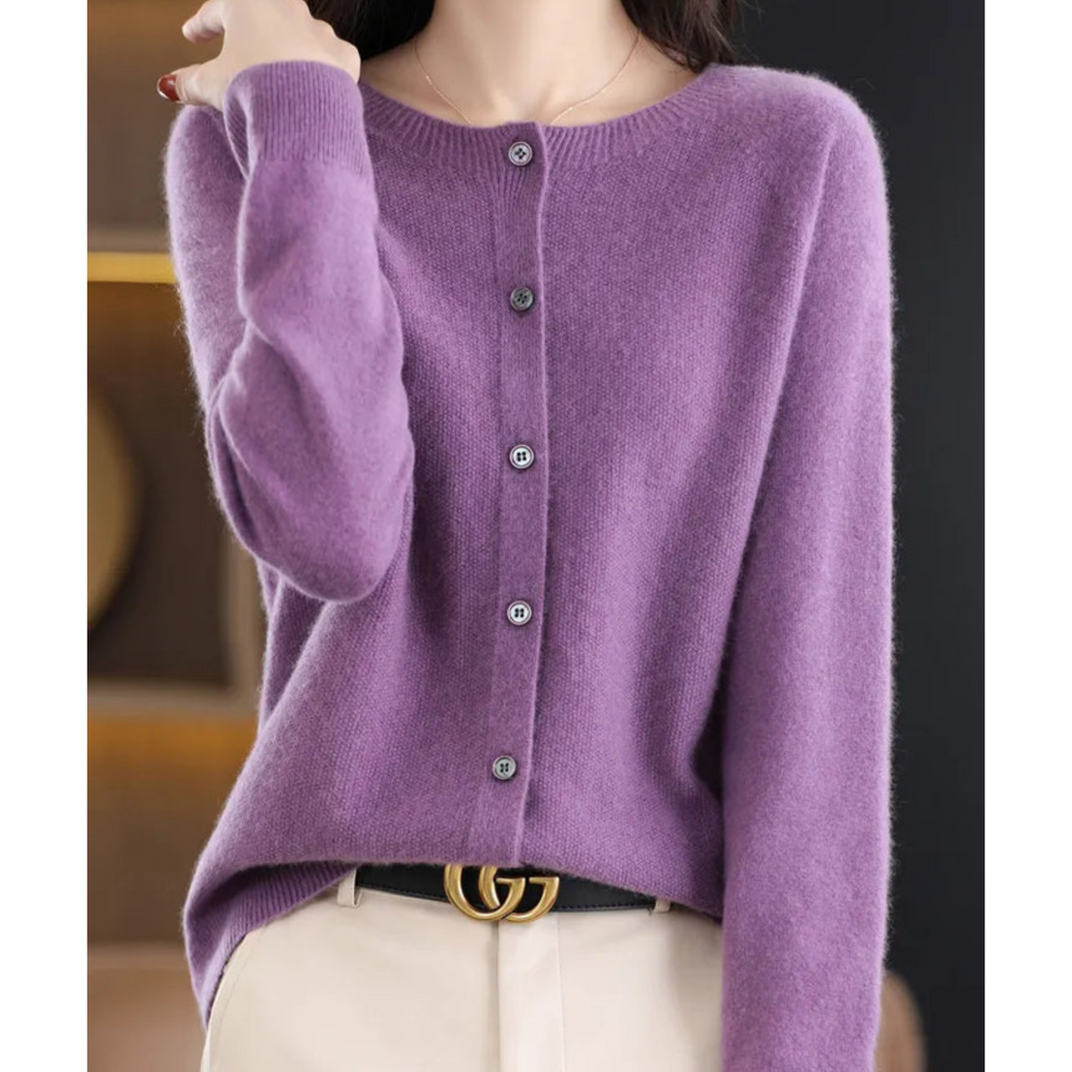 Pull femme en laine mérinos doux et chaud à fermeture boutonnée 9