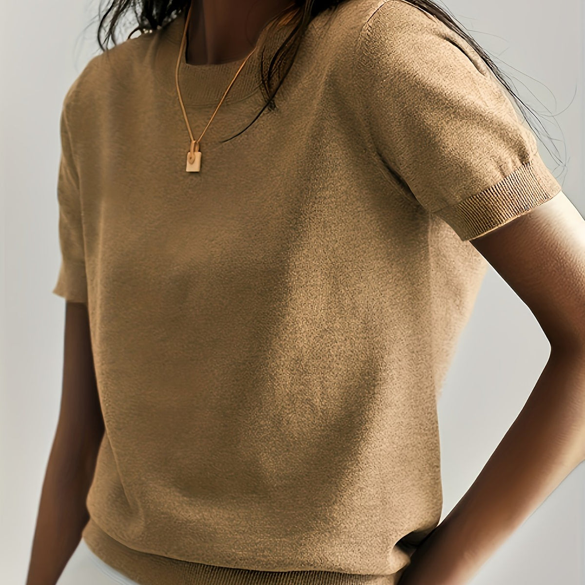 Pull fin à manches courtes col rond femme 20