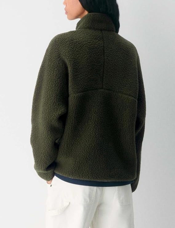 Pull polaire femme en sherpa à col montant et demi-zip manches longues 14