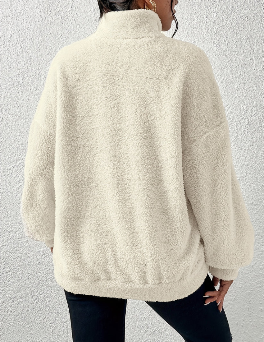 Pull polaire femme moelleux à col montant zippé coupe oversize 6