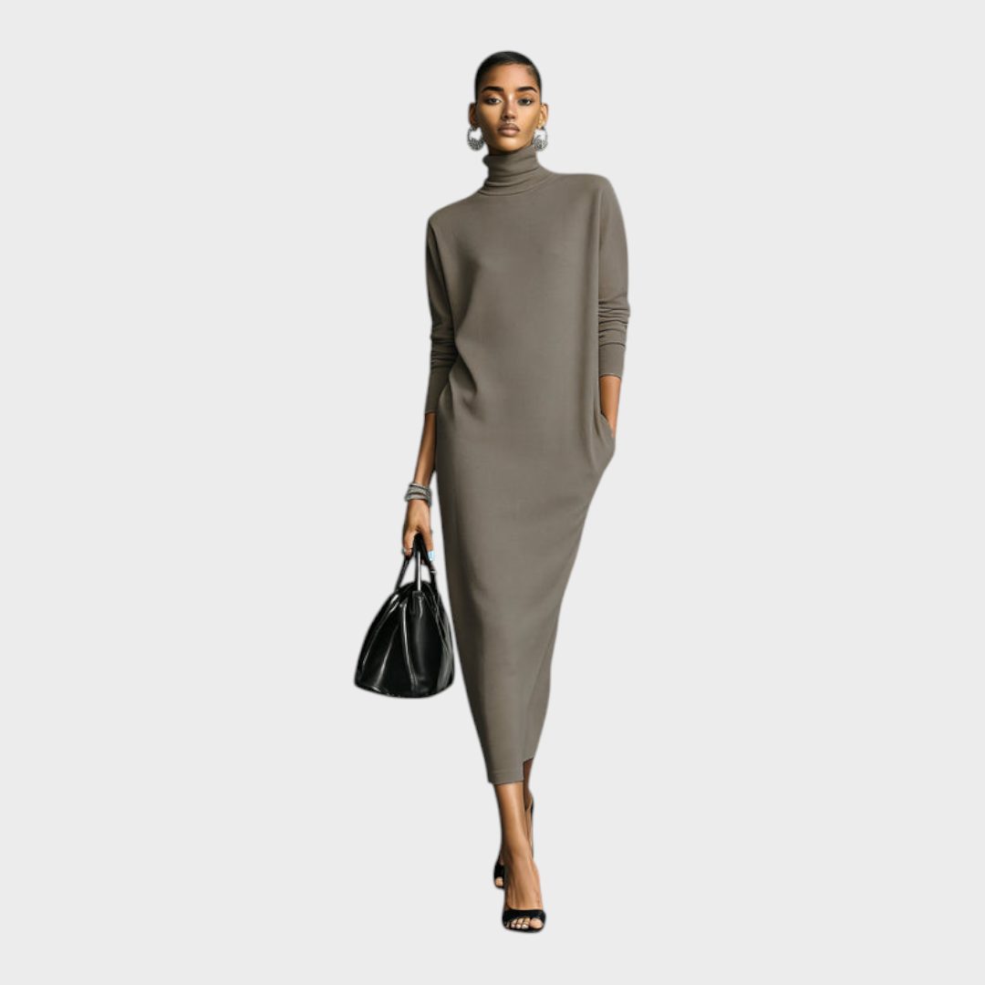 Robe pull longue à col roulé coupe ample 3