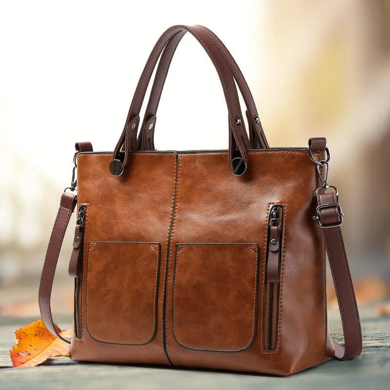 Sac bandoulière femme vintage en cuir PU à fermeture éclair 1