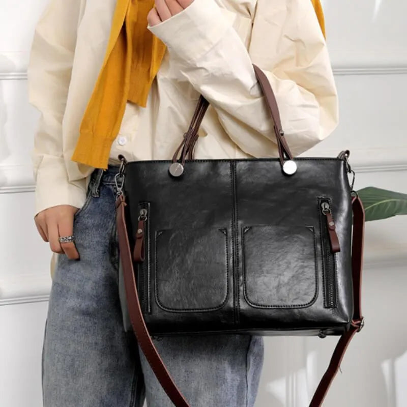 Sac bandoulière femme vintage en cuir PU à fermeture éclair 10