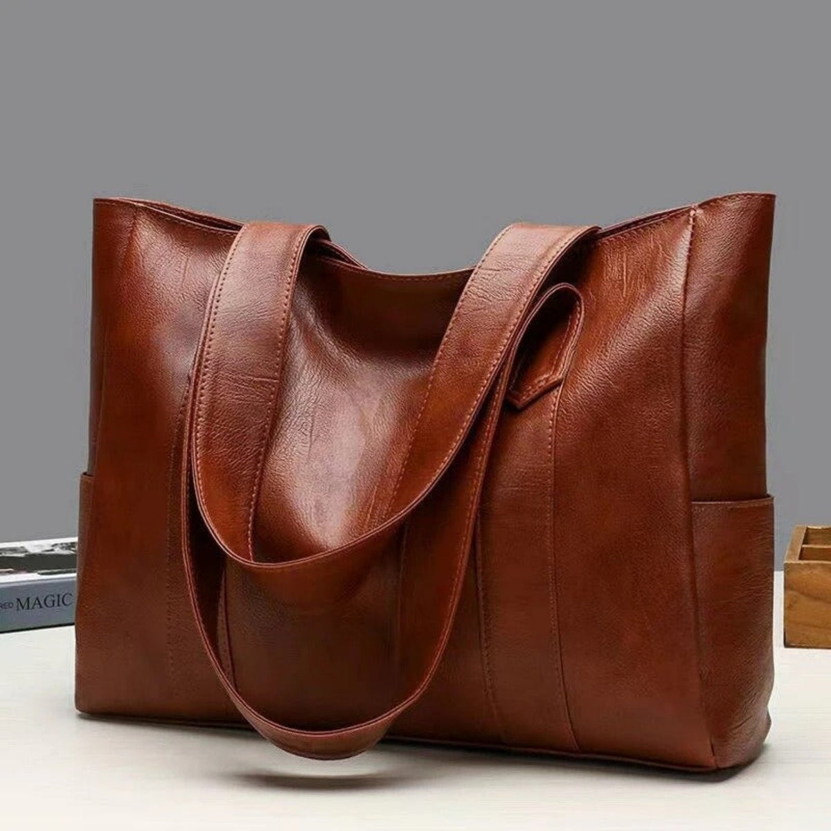 Sac cabas femme grand format avec anses longues et fermeture éclair 2