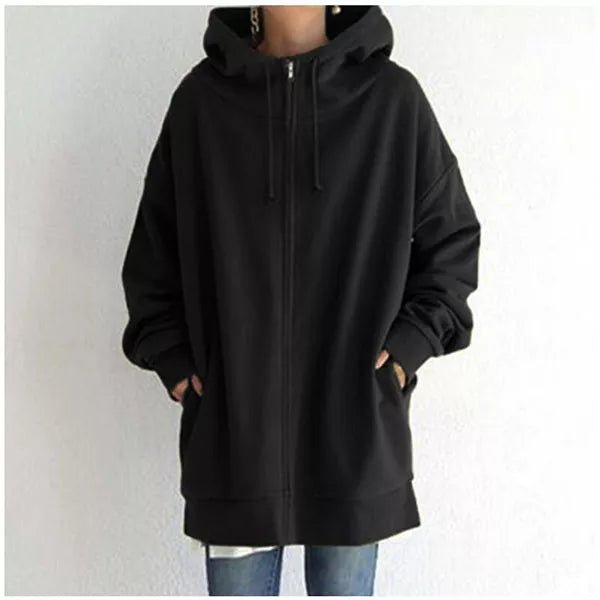 Sweat à capuche femme zippé oversize en molleton avec poches 10