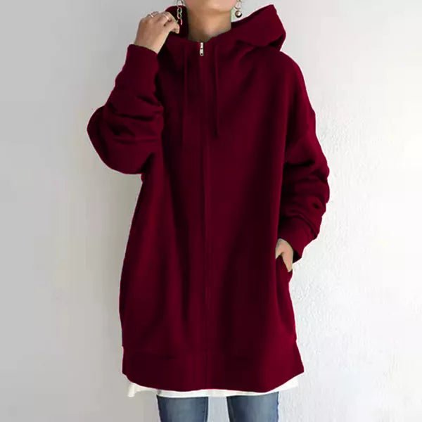 Sweat à capuche femme zippé oversize en molleton avec poches 11