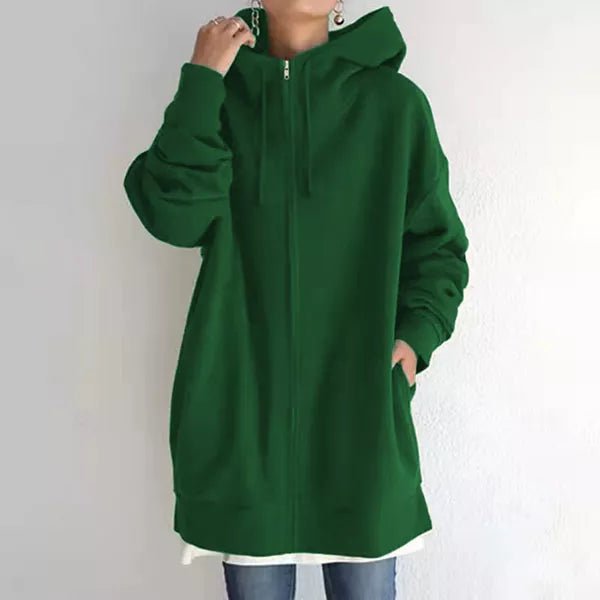 Sweat à capuche femme zippé oversize en molleton avec poches 4