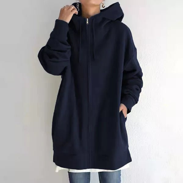 Sweat à capuche femme zippé oversize en molleton avec poches 7