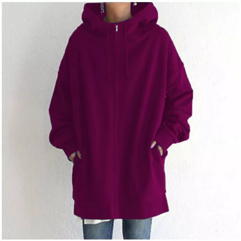 Sweat à capuche femme zippé oversize en molleton avec poches 8