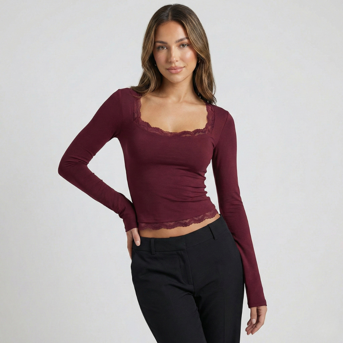 T-shirt manches longues femme à coupe confortable 1
