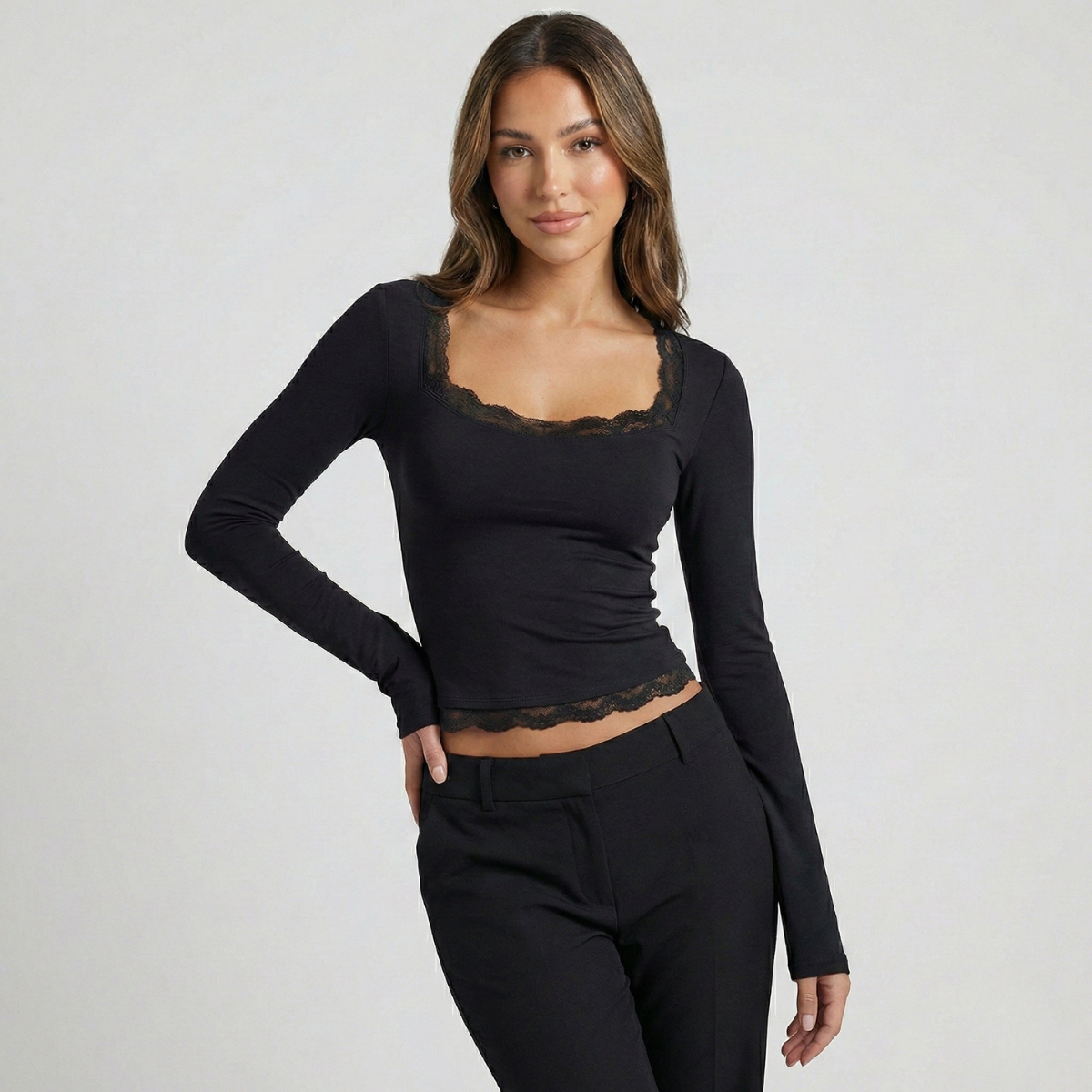 T-shirt manches longues femme à coupe confortable 2