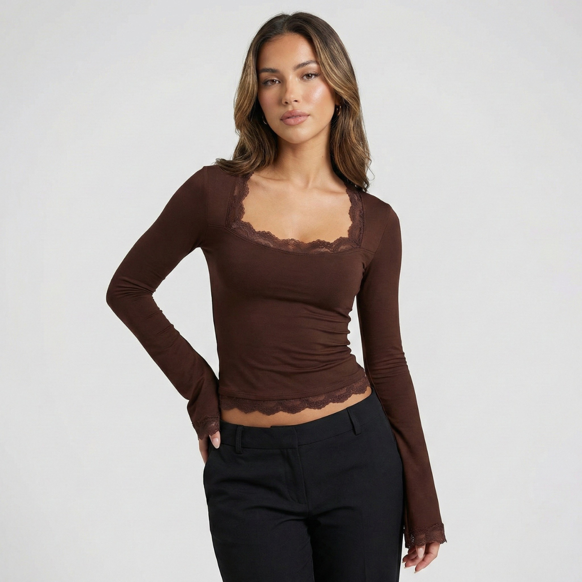 T-shirt manches longues femme à coupe confortable 4