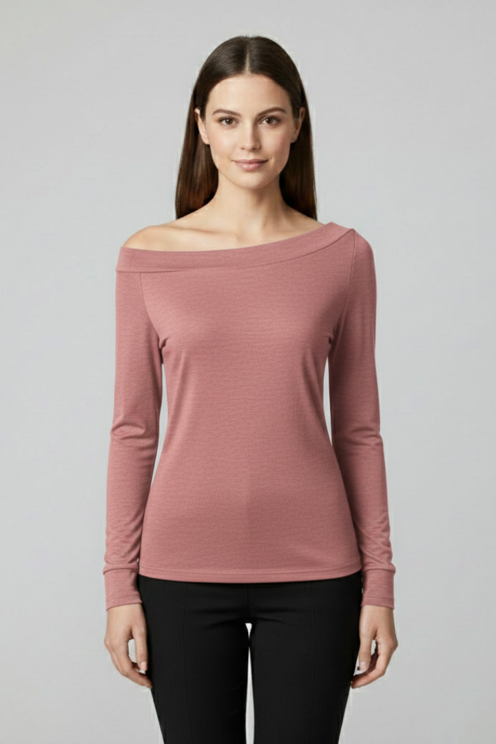 Top manches longues femme à épaules dénudées et coupe ajustée 4