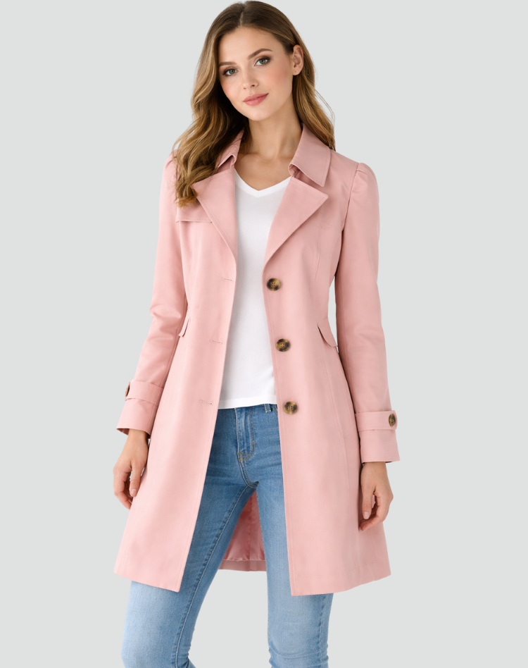 Trench femme cintré à col à revers boutonné 4