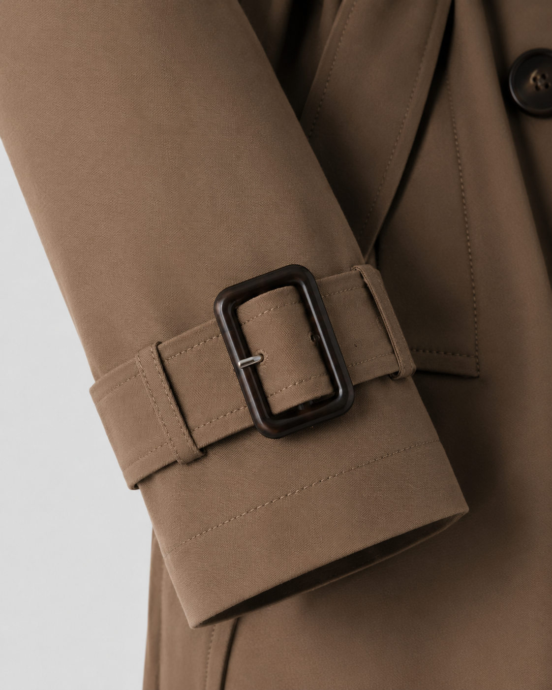 Trench long femme cintré à ceinture double boutonnage 8