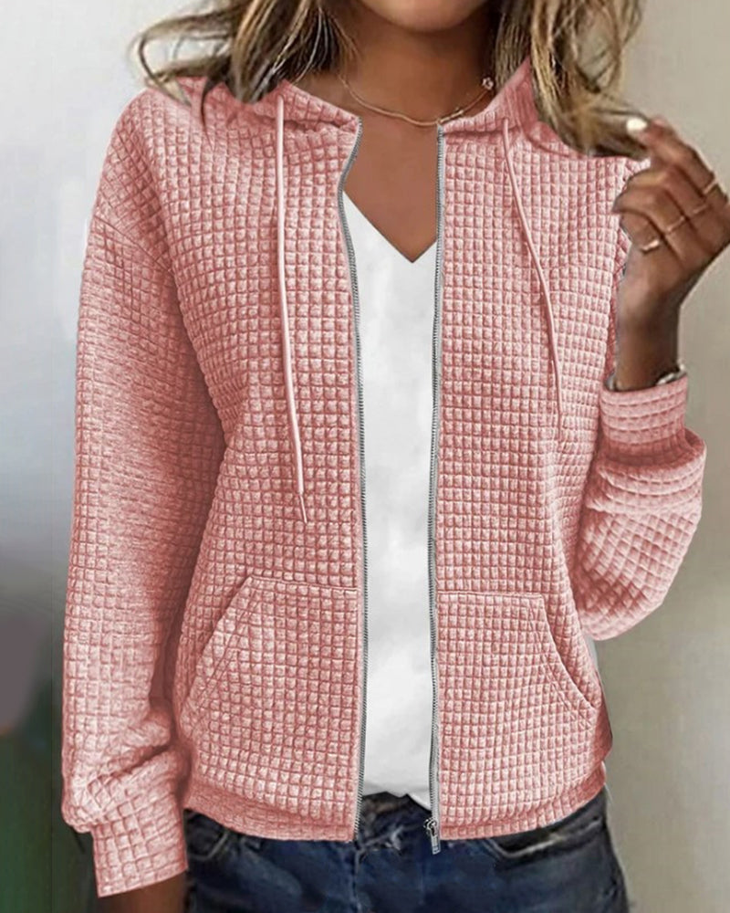 Veste à capuche femme mi-saison zippée décontractée 4